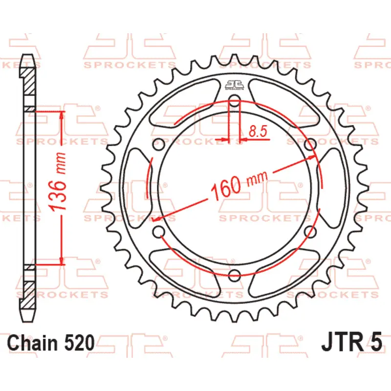 Standard Stahl Motorradkrone JT Sprockets 520 Aprilia ETX 125 Tuareg / Husqvarna TR 650 Terra ABS