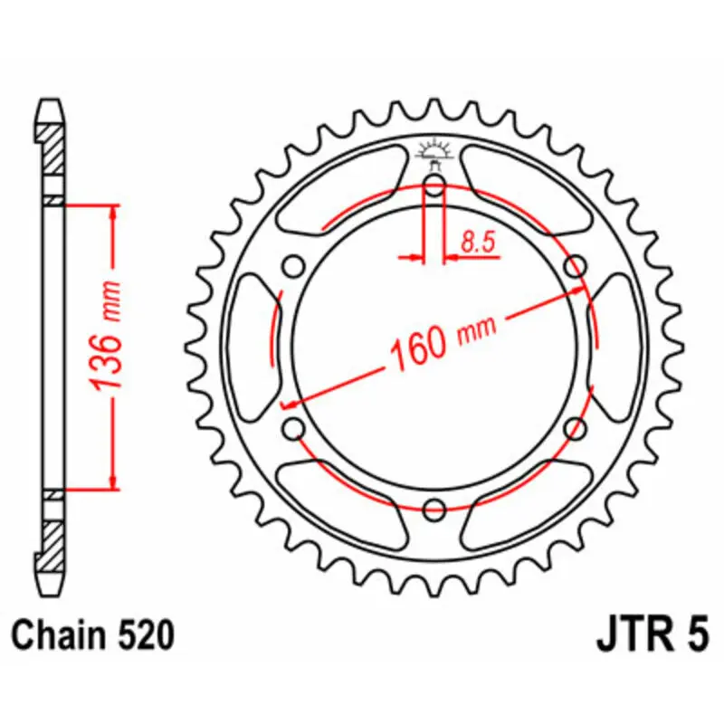 Standard Stahl Motorradkrone JT Sprockets 520 Aprilia Tuareg 350 Wind / Husqvarna TR 650 Terra ABS