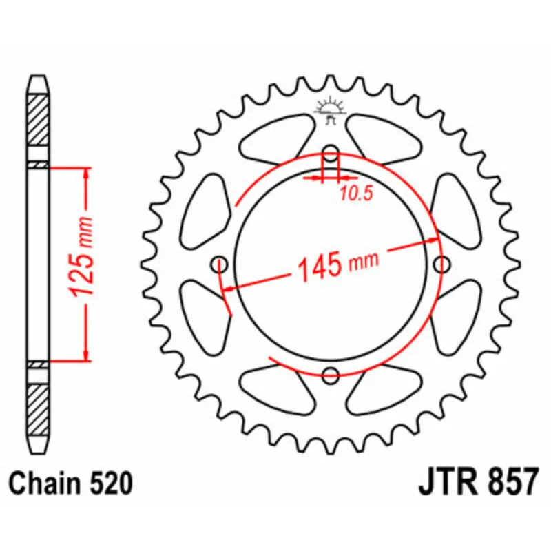 Standard Stahl Motorradkrone JT Sprockets 520 MZ 660 Mastiff / Yamaha XT 600