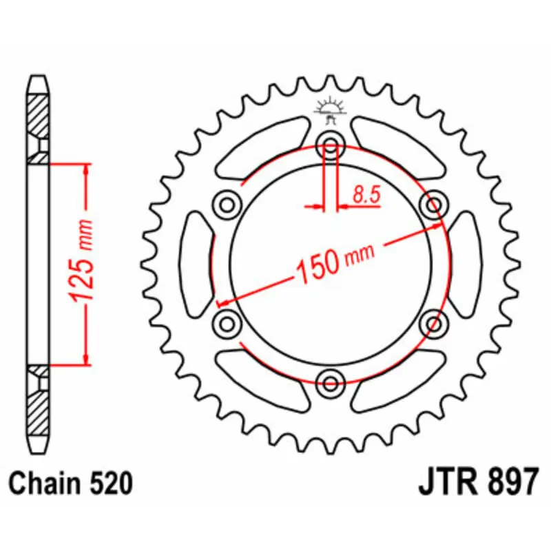 Standard Stahl Motorradkrone JT Sprockets 520 CF Moto 800 NK Sport / Gas Gas EC 450 F