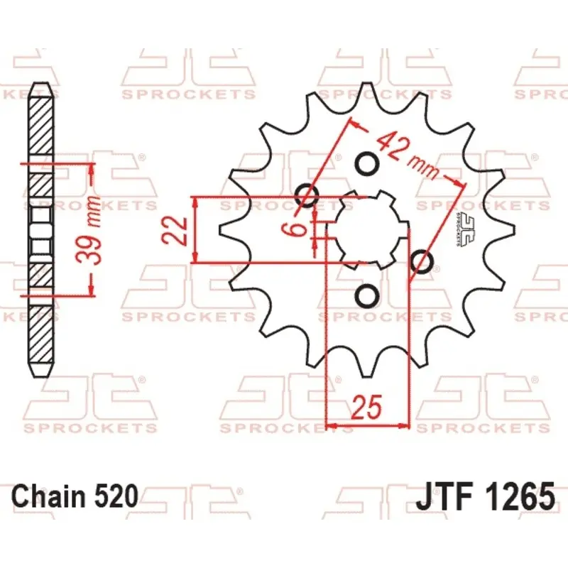 Standard Stahl Motorradritzel JT Sprockets 520 Honda XL 250 S (L250S)