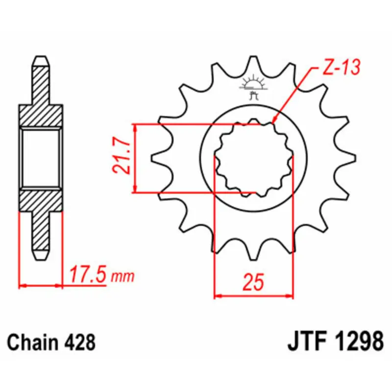 Standard-Stahlantrieb für Motorrad JT Sprockets 428
