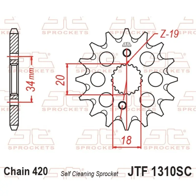 Pignon Motorrad aus rostfreiem Stahl mit Schmutzschutz JT Sprockets 420 Honda CRF 150 R Std Wheels 14/17 (KE03)