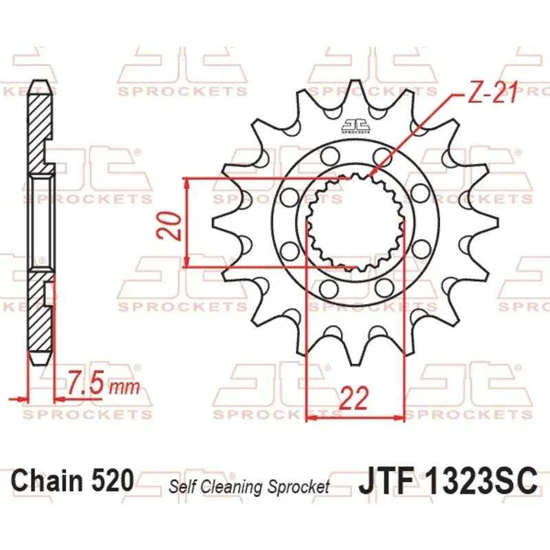 Pignon Motorrad aus rostfreiem Stahl mit Schmutzschutz JT Sprockets 520 HM CRE 125 / Honda CRF 250 X (ME11) 14T