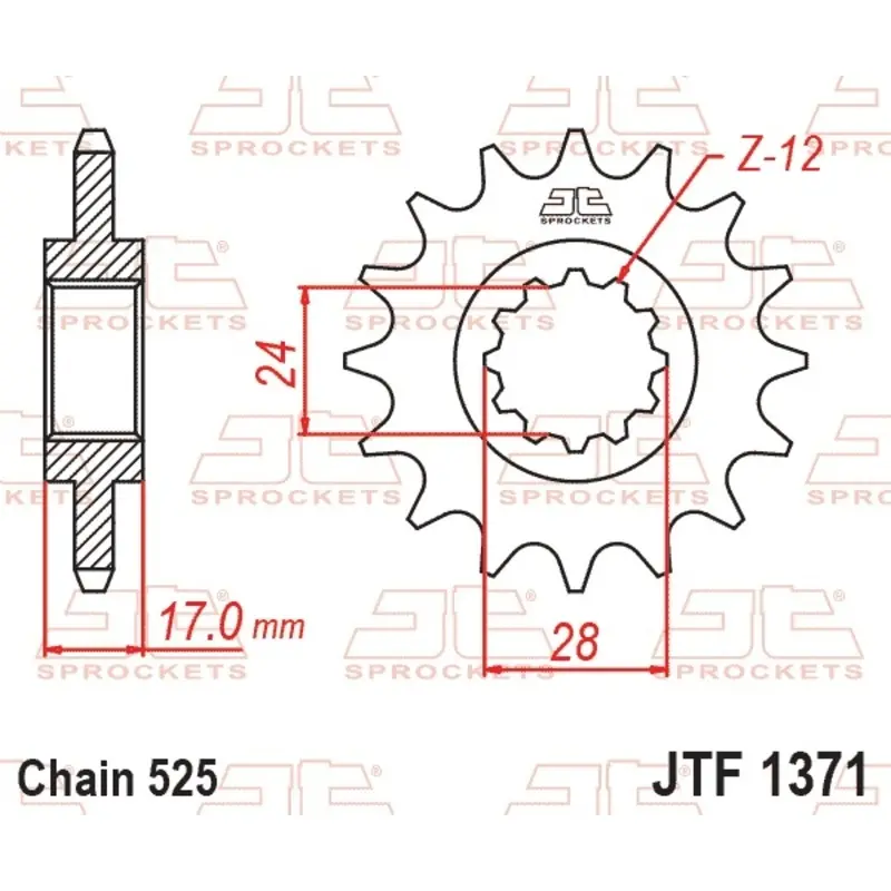 Standard Stahl Motorradritzel JT Sprockets 525 Honda CBR 600 F (PC31)