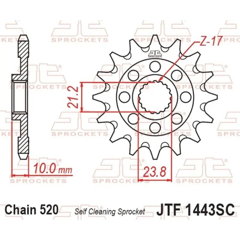 Pignon Motorrad aus rostfreiem Stahl mit Schmutzschutz JT Sprockets 520 Suzuki RM-Z 450 13T