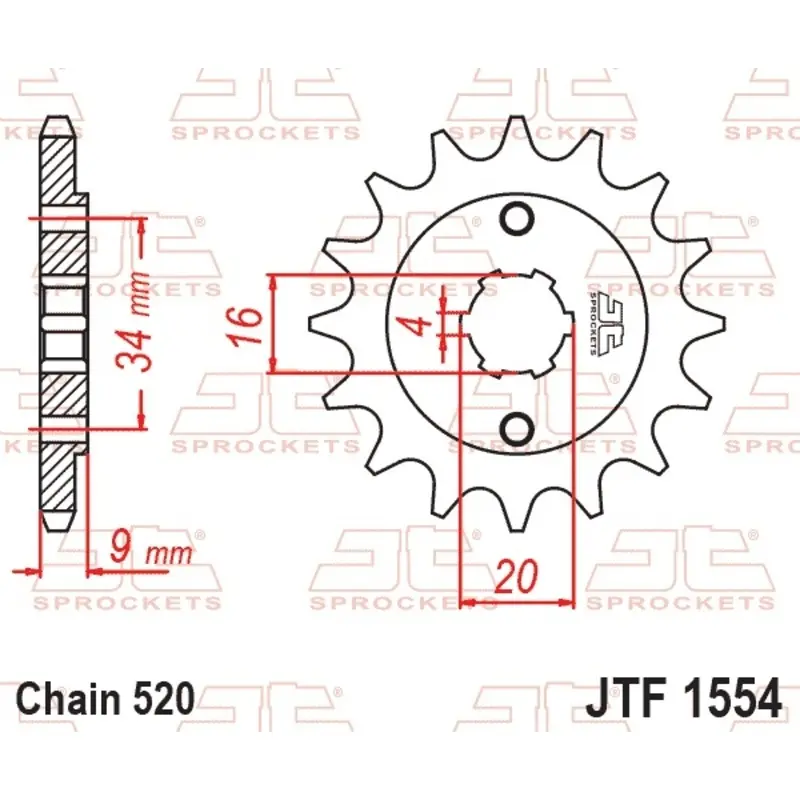 Standard Stahl Motorradritzel JT Sprockets 520 Hyosung GT 250 Comet 12T