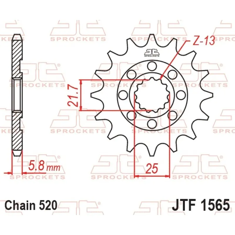 Standard Stahl Motorradritzel JT Sprockets 520 Kawasaki KX 450 F (KX450F) 12T