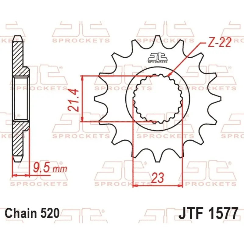 Standard Stahl Motorradritzel JT Sprockets 520 Yamaha XT 600 E (DJ02) 15T