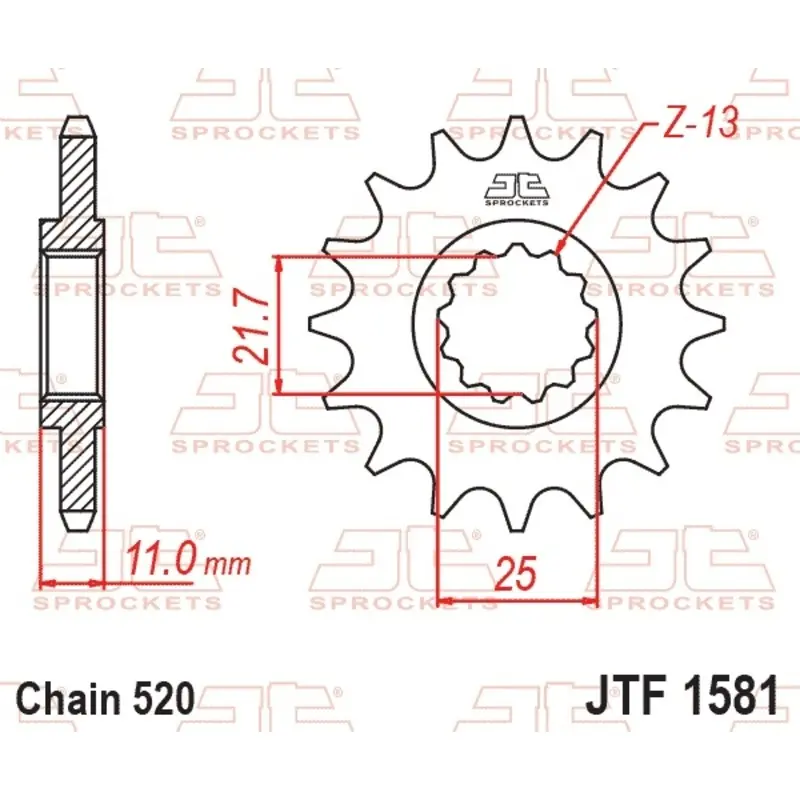Standard Stahl Motorradritzel JT Sprockets 520 Yamaha FZ6 600 N (RJ07) 16T