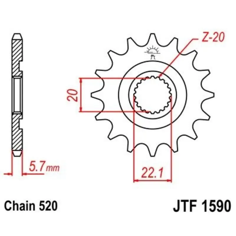 Pignon Motorrad aus Stahl Standard - 520 JT Sprockets