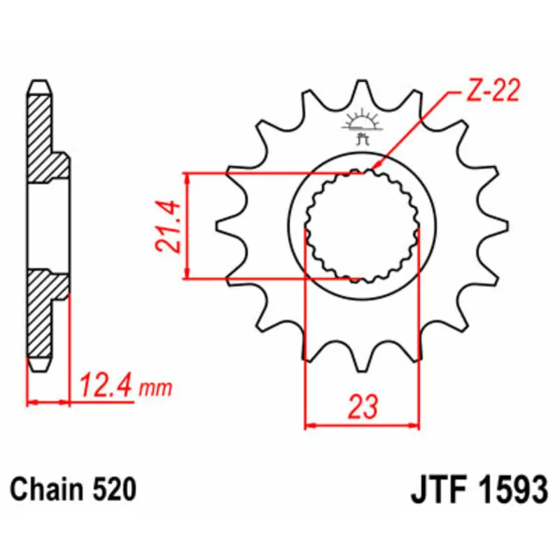 Standard Stahl Motorradritzel JT Sprockets 520 Yamaha YFM 250 Raptor 2WD 14T