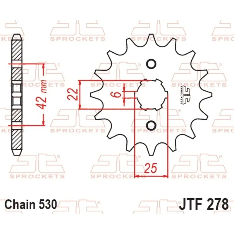 Standard Stahl Motorradritzel JT Sprockets 530 Honda CB 500 Twin DOHC (CB500T) / Honda CB 400 T 16T
