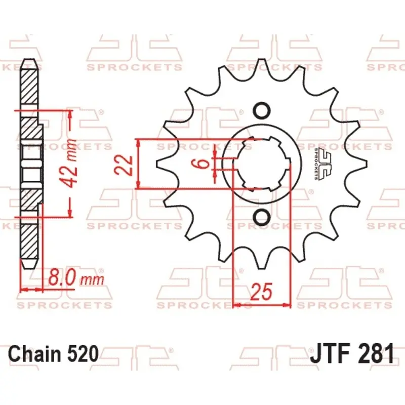 Standard Stahl Motorradritzel JT Sprockets 520 Honda XR 500 R (PE01) 15T