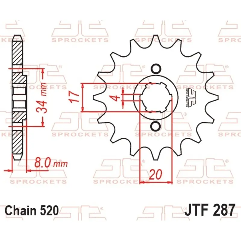Standard Stahl Motorradritzel JT Sprockets 520 Honda XL 350 R (ND03) 14T
