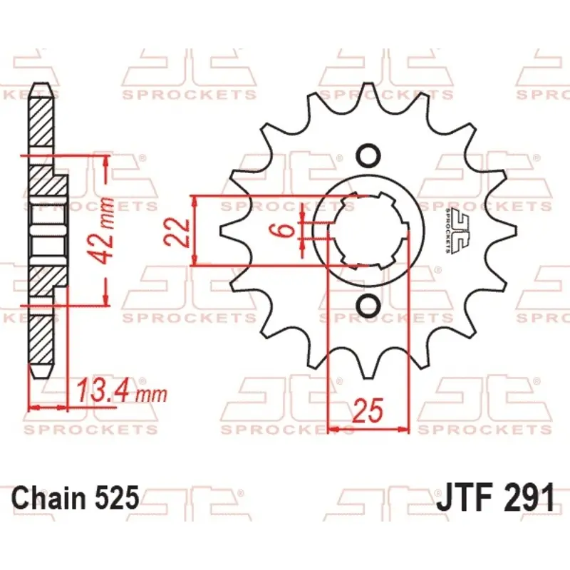 Standard Stahl Motorradritzel JT Sprockets 525 Honda Rebel 450 (PC18) 16T