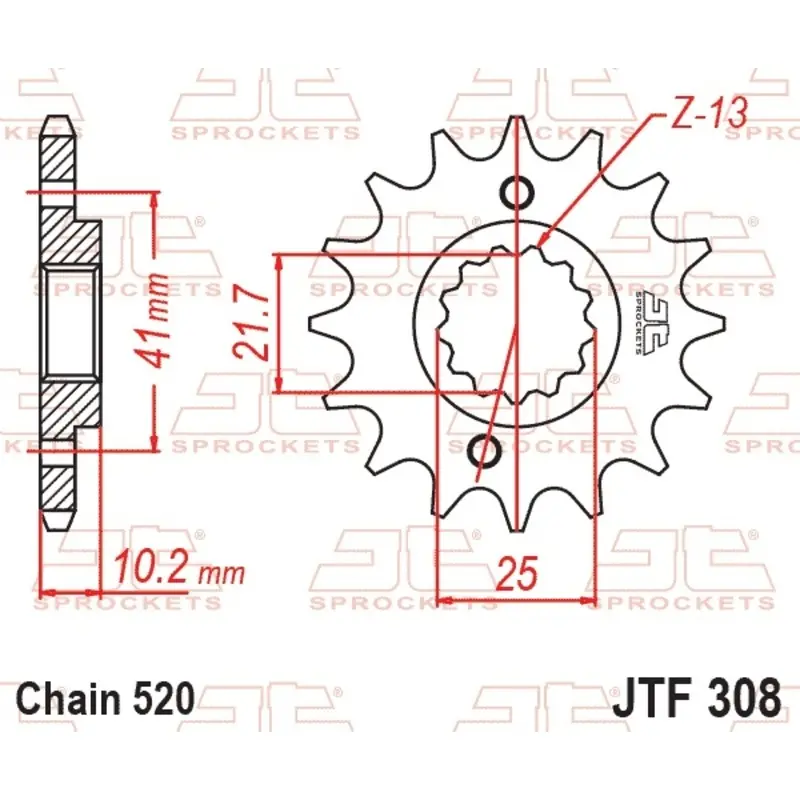 Standard Stahl Motorradritzel JT Sprockets 520 Derbi Mulhacen 660 / Honda NX 650 Dominator (RD02) / Aprilia Pegaso 650 Strada 14T