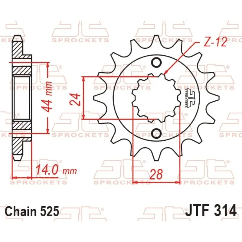 Standard Stahl Motorradritzel JT Sprockets 525 Honda XRV 750 Africa Twin (RD04) 16T