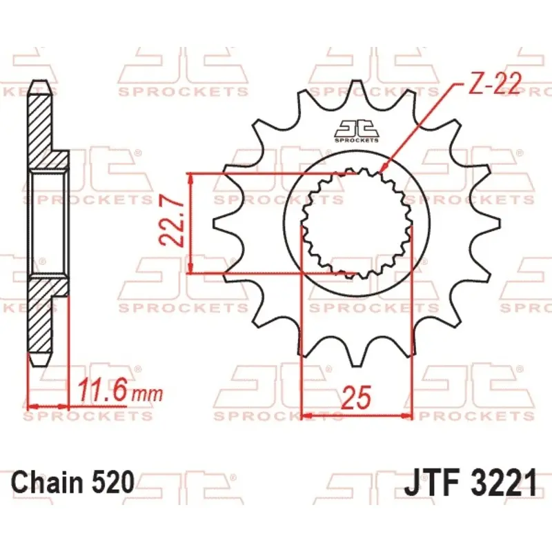 Standard Stahl Motorradritzel JT Sprockets 520 Polaris Trail Boss 250 11T