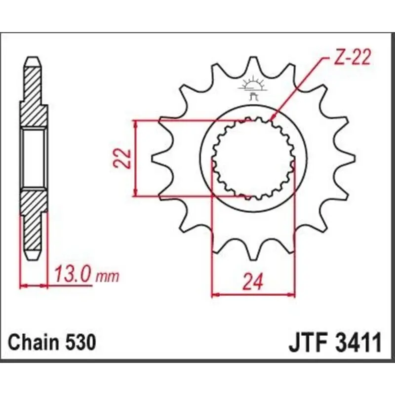 Standard Stahl Motorradritzel JT Sprockets 530 Can Am DS 650 16T