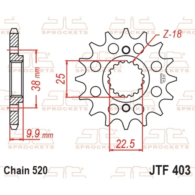Standard Stahl Motorradritzel JT Sprockets 520 Husqvarna SMR 449 (A600AB) / BMW G 450 X (0145) 15T