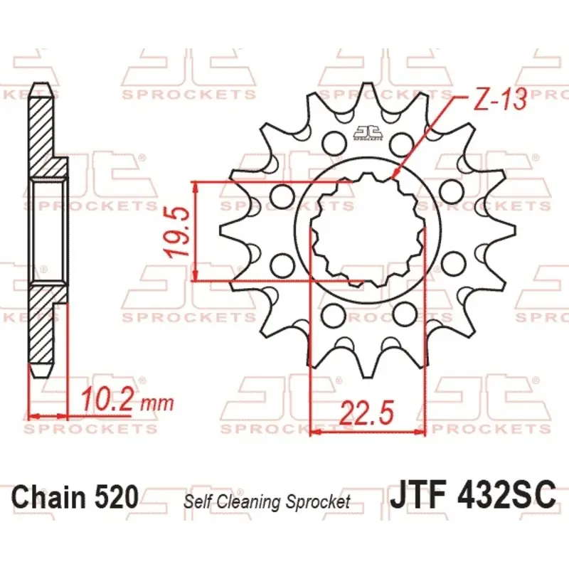 Pignon Motorrad aus rostfreiem Stahl mit Schmutzschutz JT Sprockets 520 Beta Jonathan 350 / Suzuki DR 350 S 13T