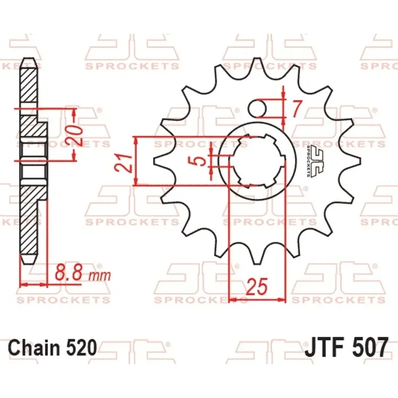 Standard Stahl Motorradritzel JT Sprockets 520 Cagiva WMX 250 / Husqvarna WR 360 14T
