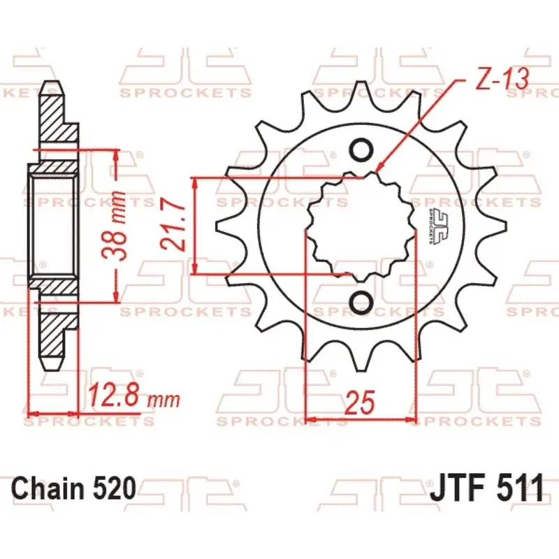 Standard Stahl Motorradritzel JT Sprockets 520 Kawasaki KLX 650 (KLX650C) 14T