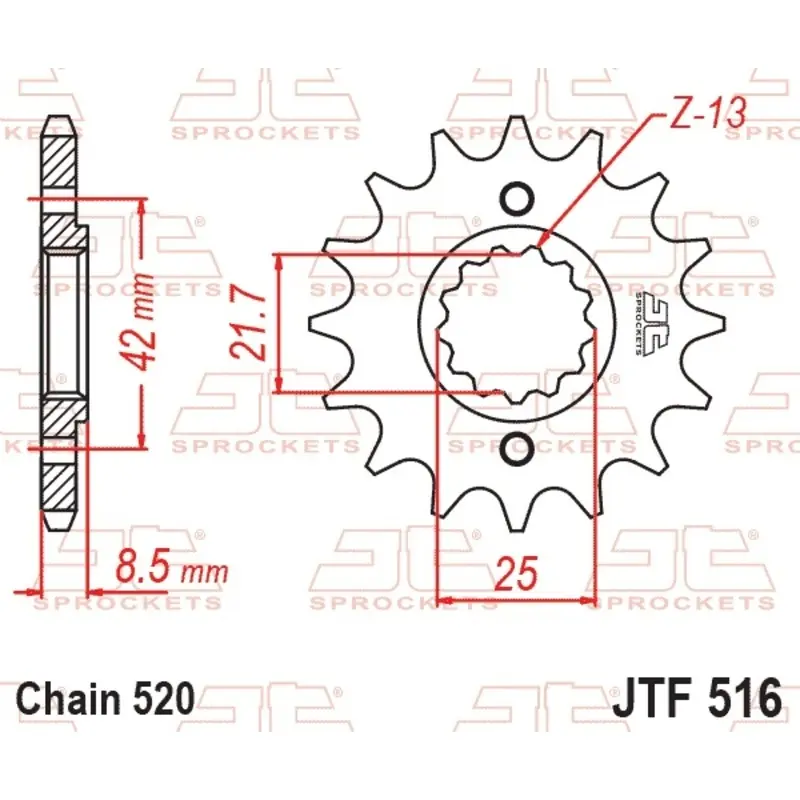 Standard Stahl Motorradritzel JT Sprockets 520 Suzuki GS 500 / Kawasaki GPX 250 R (EX250F) 16T