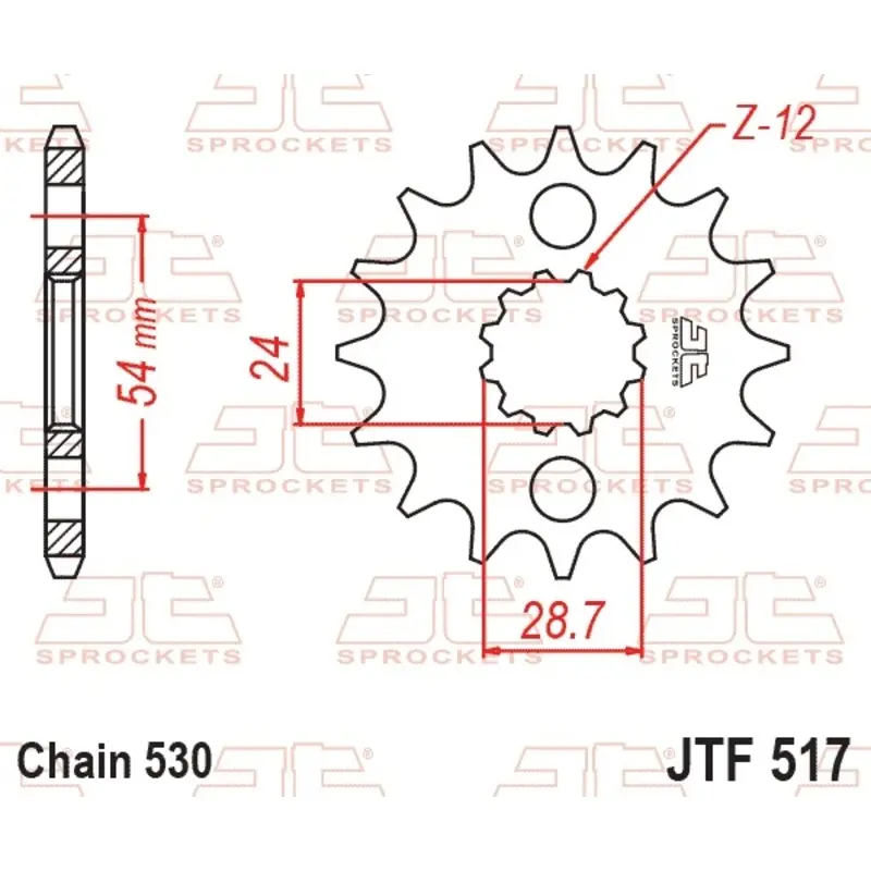 Standard Stahl Motorradritzel JT Sprockets 530 Keeway Matrix 50 Racing Sport / Kawasaki Ninja ZX-12 R (ZX1200A) 17T