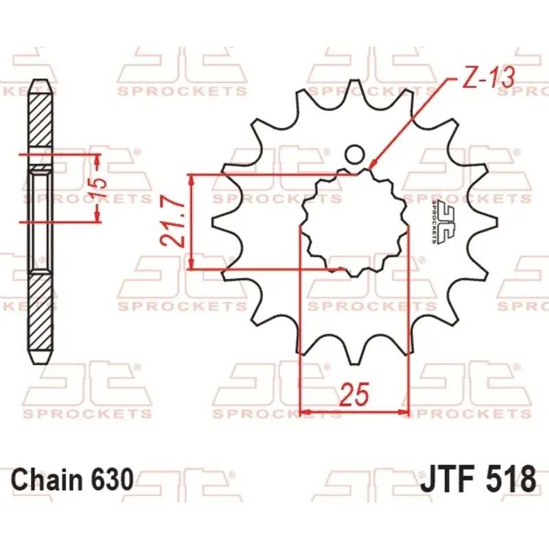 Standard Stahl Motorradritzel JT Sprockets 630 Suzuki GS 750 B / Kawasaki Z 750 (KZ750E) 13T