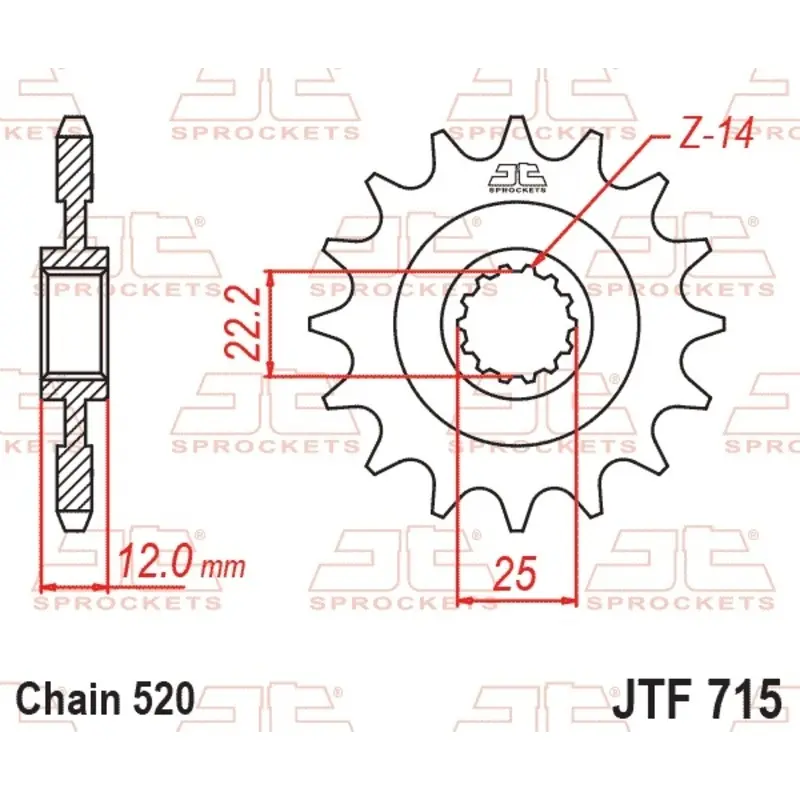 Standard Stahl Motorradritzel JT Sprockets 520 Gas Gas MC 250 / Muz SM125 12T