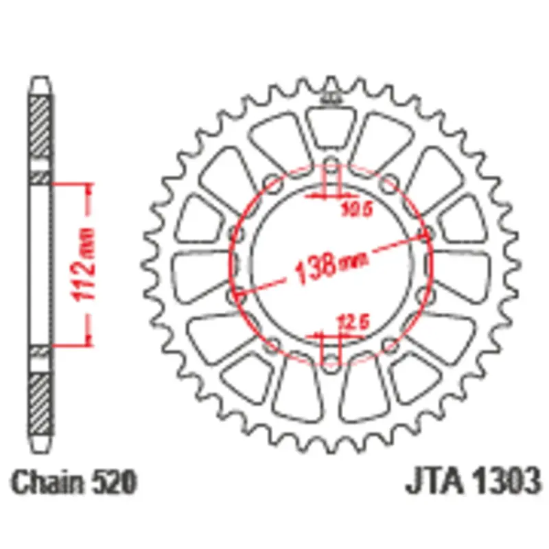 Standard Aluminium Motorradkranz JT Sprockets 520 Honda CBR 600 F (PC41) / Honda CBR 600 F ABS (PC41) / Honda CBR 900 RR Fireblade (SC33) 46T