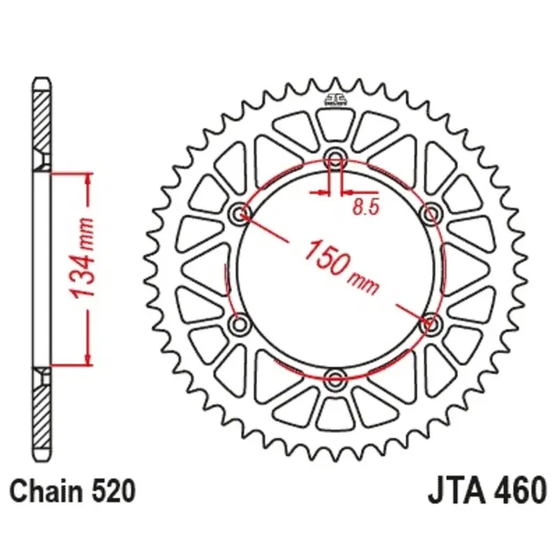 Motorradkrone Jt Sprockets Kawasaki Kx 125 (KX125E) [125]/Kawasaki Kx 125 (KX125D) [125]/Kawasaki Kx 125 (KX125F) [125]