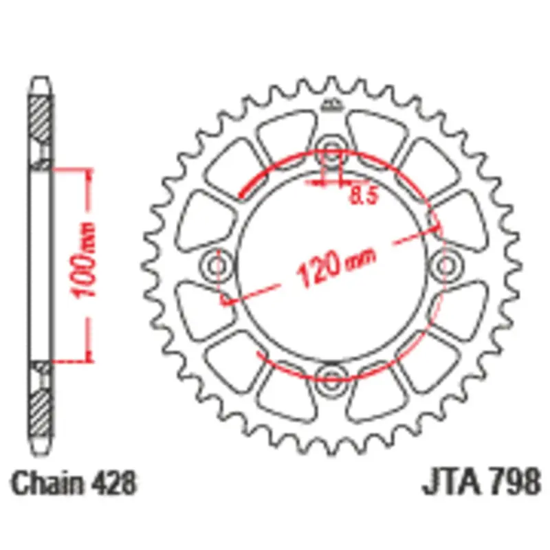 Motorradkrone JT Sprockets Yamaha YZ 85 (CB04) [85]/Yamaha YZ 85 (CB09) [85]/Yamaha YZ 85 LW BIG WHEELS 19/16 (CB05) [85]