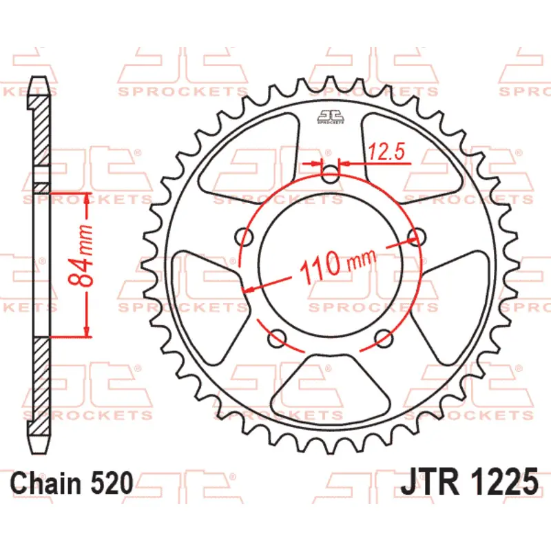 Motorradkrone JT Sprockets Honda CMX 500 A REBEL ABS (PC56) [500]/Honda CB 500 X ABS (PC62) [500]/Honda CBR 500 R ABS (PC62) [500]