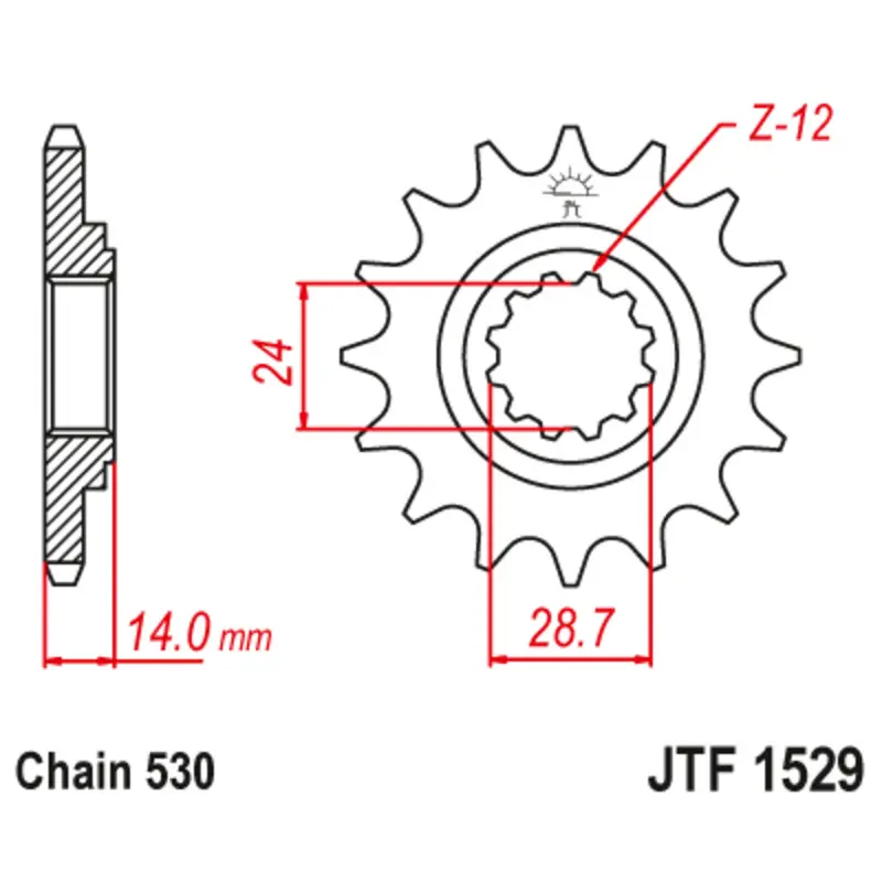 Motorradritzel JT Sprockets Kawasaki GPZ 1100 (ZX1100E) [1100]/Kawasaki GPZ 1100 ABS (ZX1100F) [1100]/Kawasaki ZRX 1100 (ZR1100C) [1100]