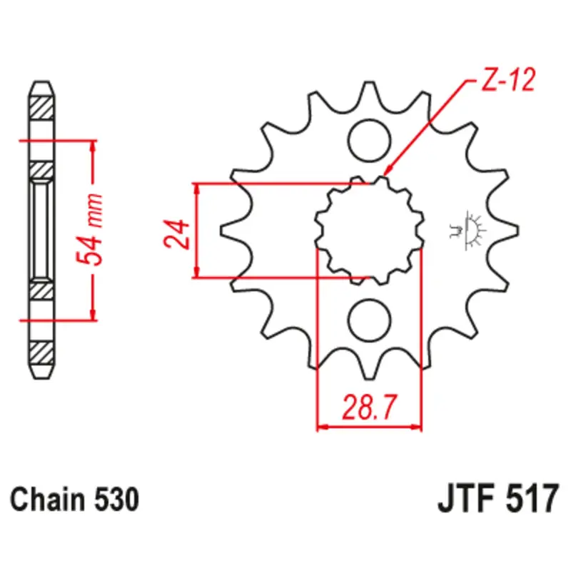 Motorradritzel JT Sprockets Kawasaki KMX 125 (KMX125B) [125]/Kawasaki Ninja ZX-12 R (ZX1200A) [1200]/Kawasaki Ninja ZX-12 R (ZX1200B) [1200]