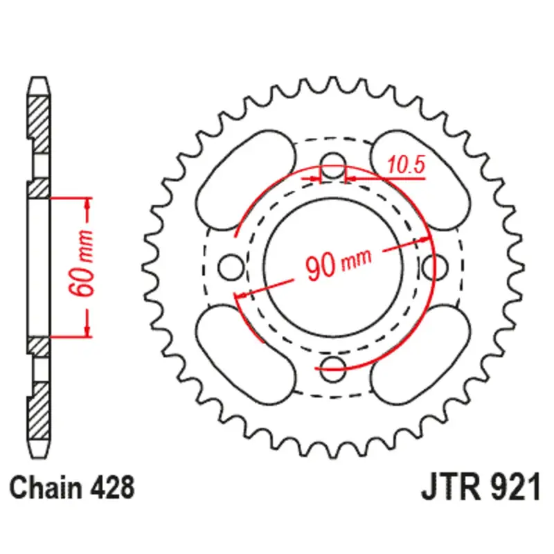 Standardohr für Motorrad aus Stahl JT Sprockets 428
