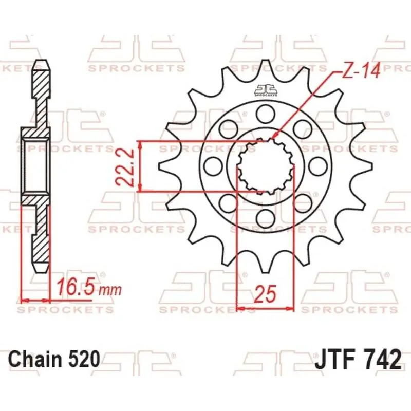 Motorradritzel JT Sprockets Ducati 907 IE [900]/Ducati SUPERSPORT [937]/Ducati SCRAMBLER 800 NIGHTSHIFT [800]