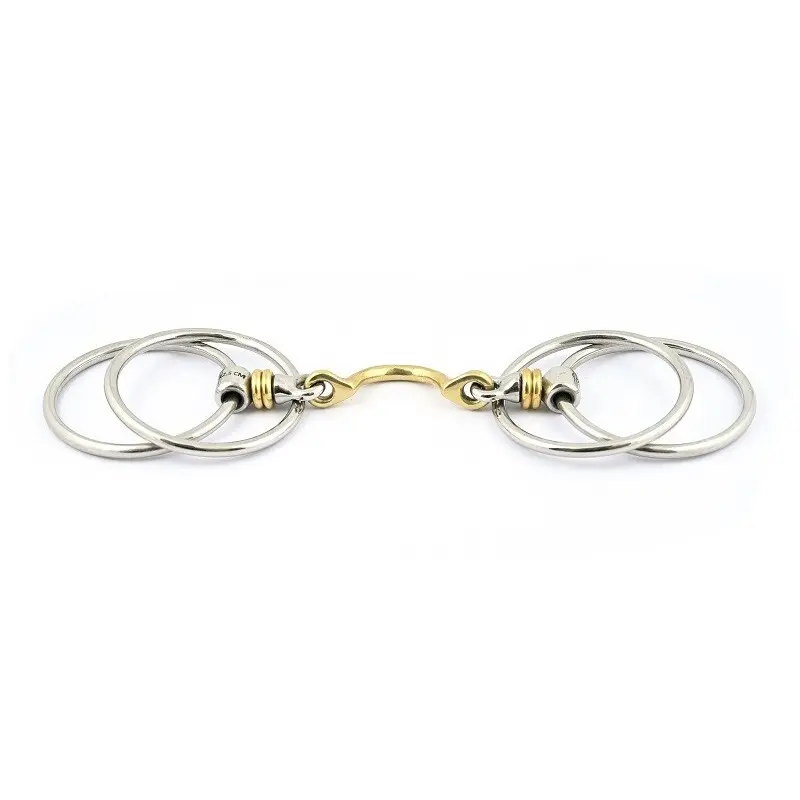Mors 3 ou 4 anneaux pour cheval à rouleaux avec passage de langue Jump'In