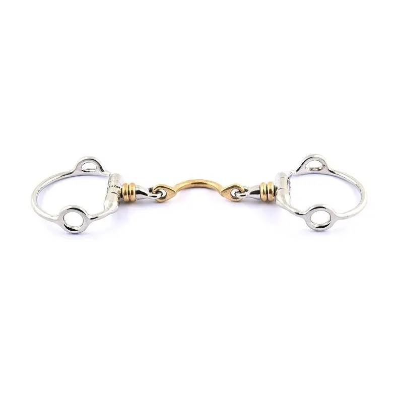 Mors releveur pour cheval à olives double brisure rouleaux avec passage de langue Jump'In