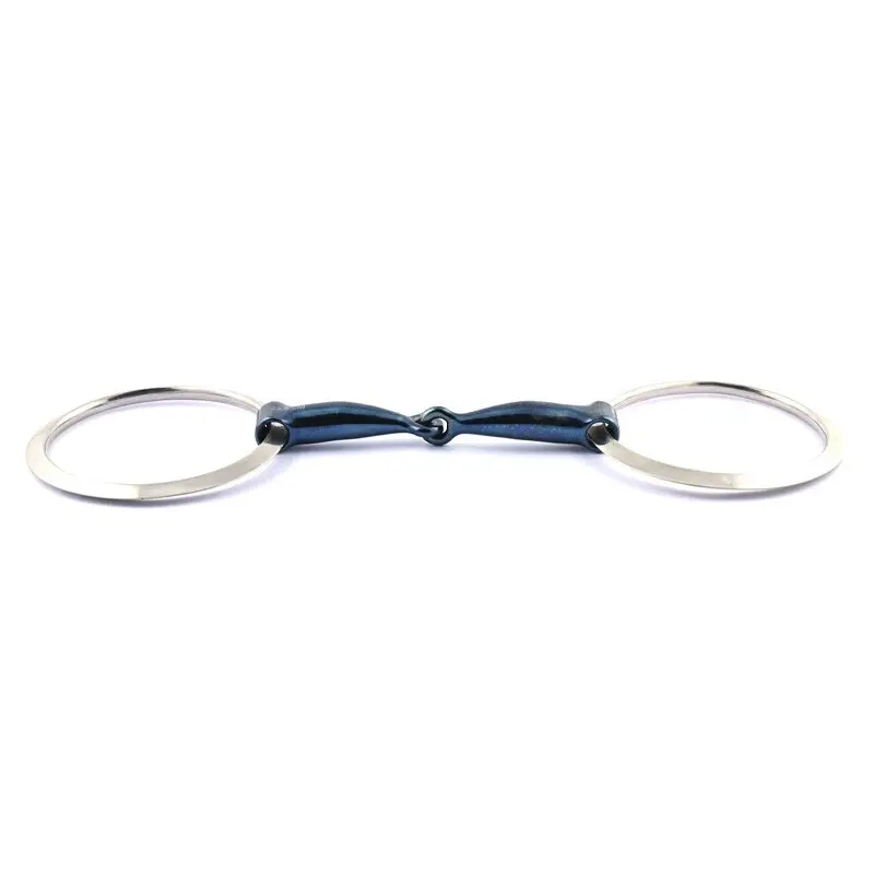 Mors double brisures pour cheval grands anneaux plats Jump'In Blue Steel