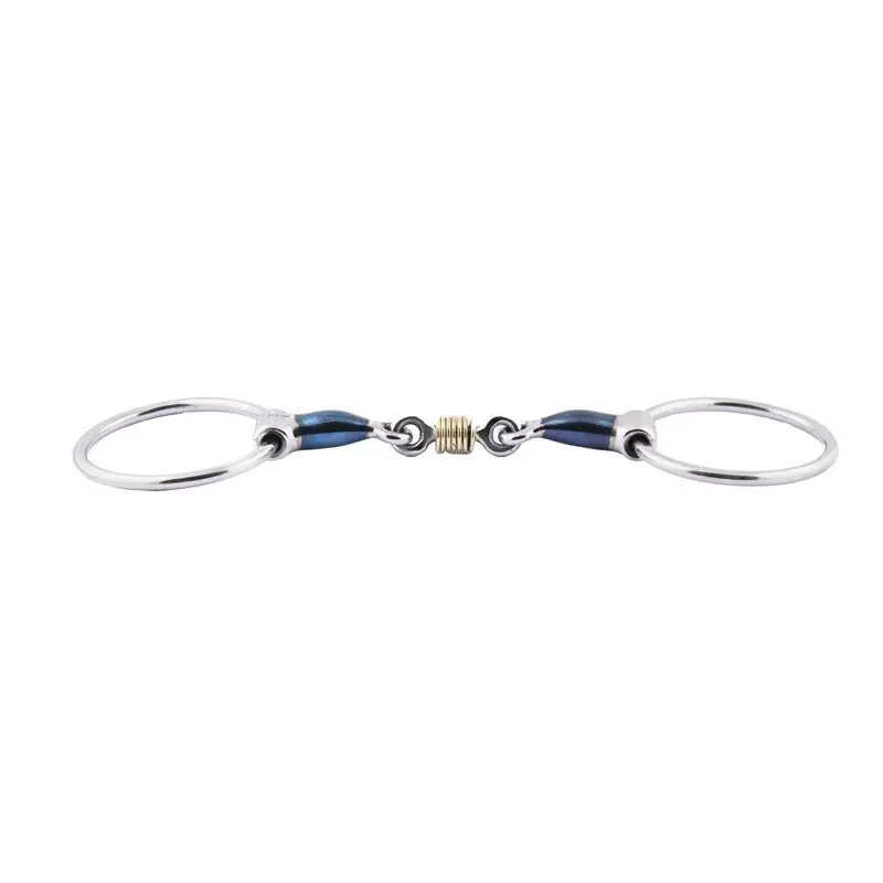 Mors double brisures pour cheval avec anneaux en cuivre Jump'In