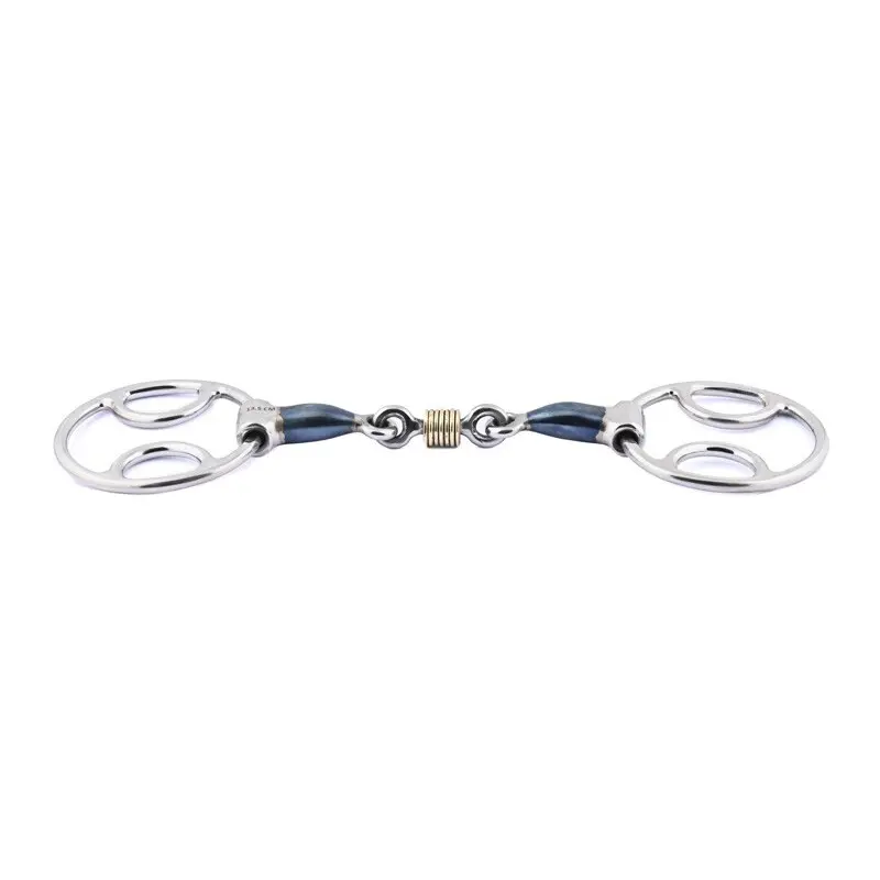 Mors double brisures pour cheval 3 effets avec anneaux en cuivre Jump'In