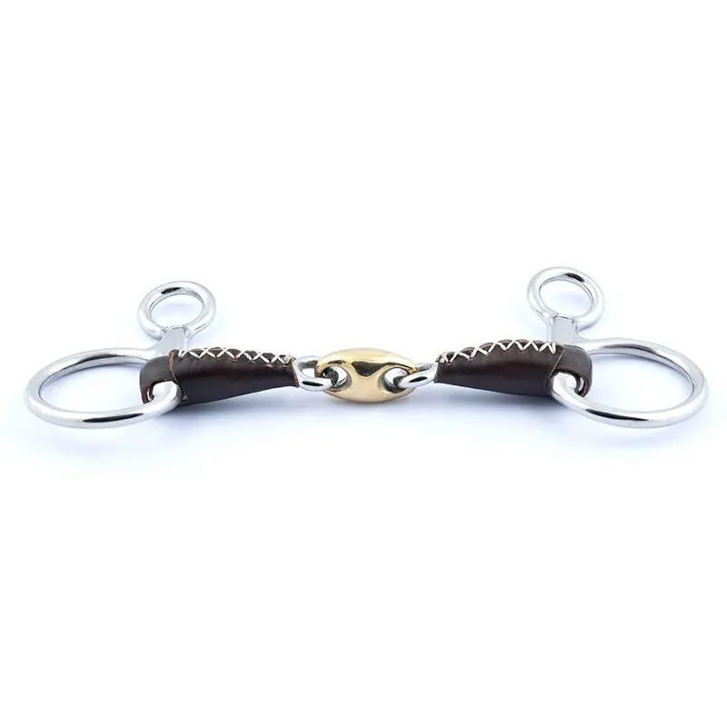 Mors baucher pour cheval double brisure recouvert de cuir Jump'In