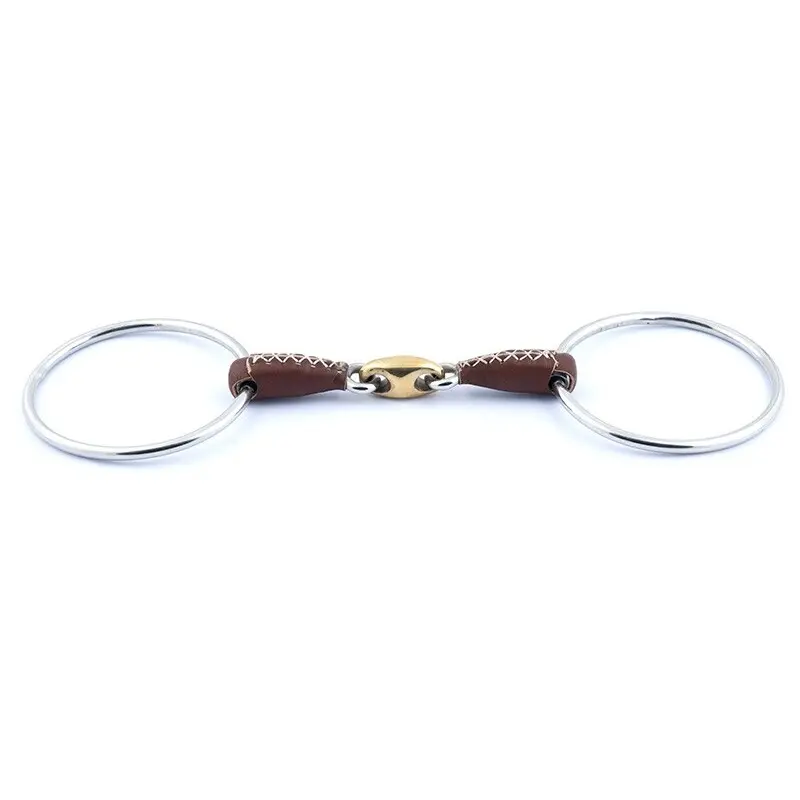 Mors double brisures pour cheval recouvert de cuir Jump'In