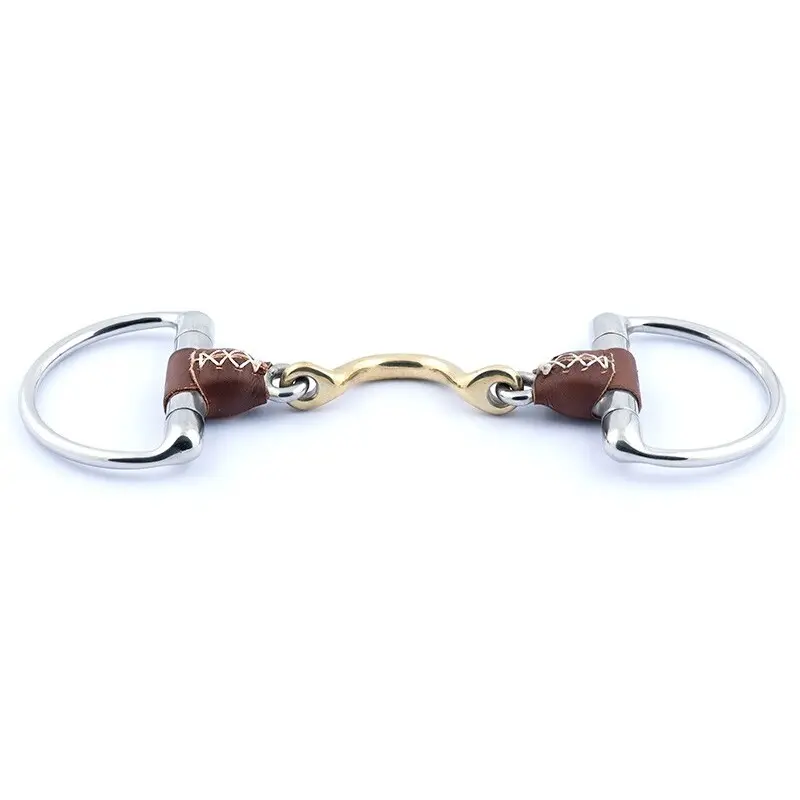 Mors olive pour cheval avec passage de langue recouvert de cuir Jump'In