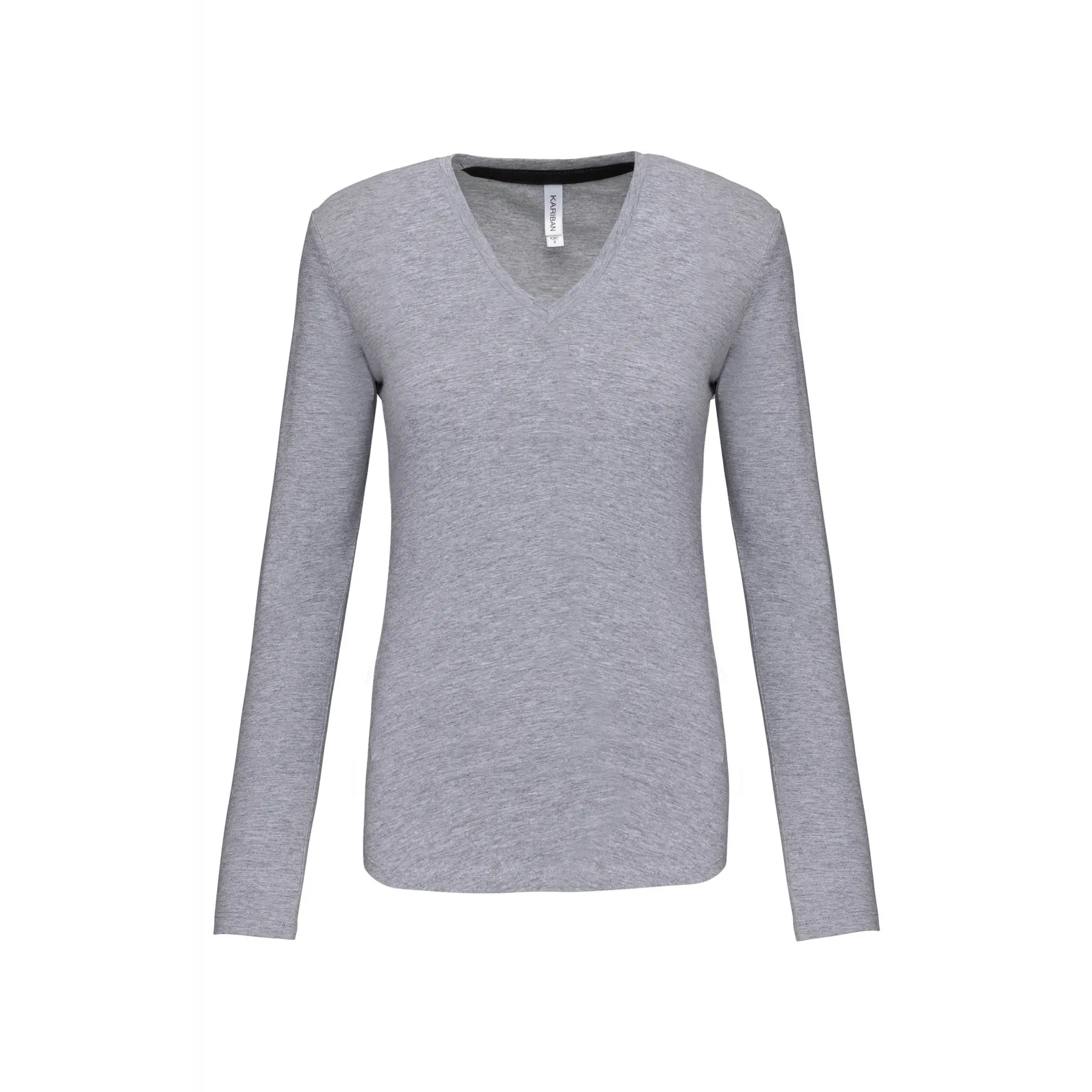 T-Shirt Mit Langen Ärmeln Damen Kariban Col V