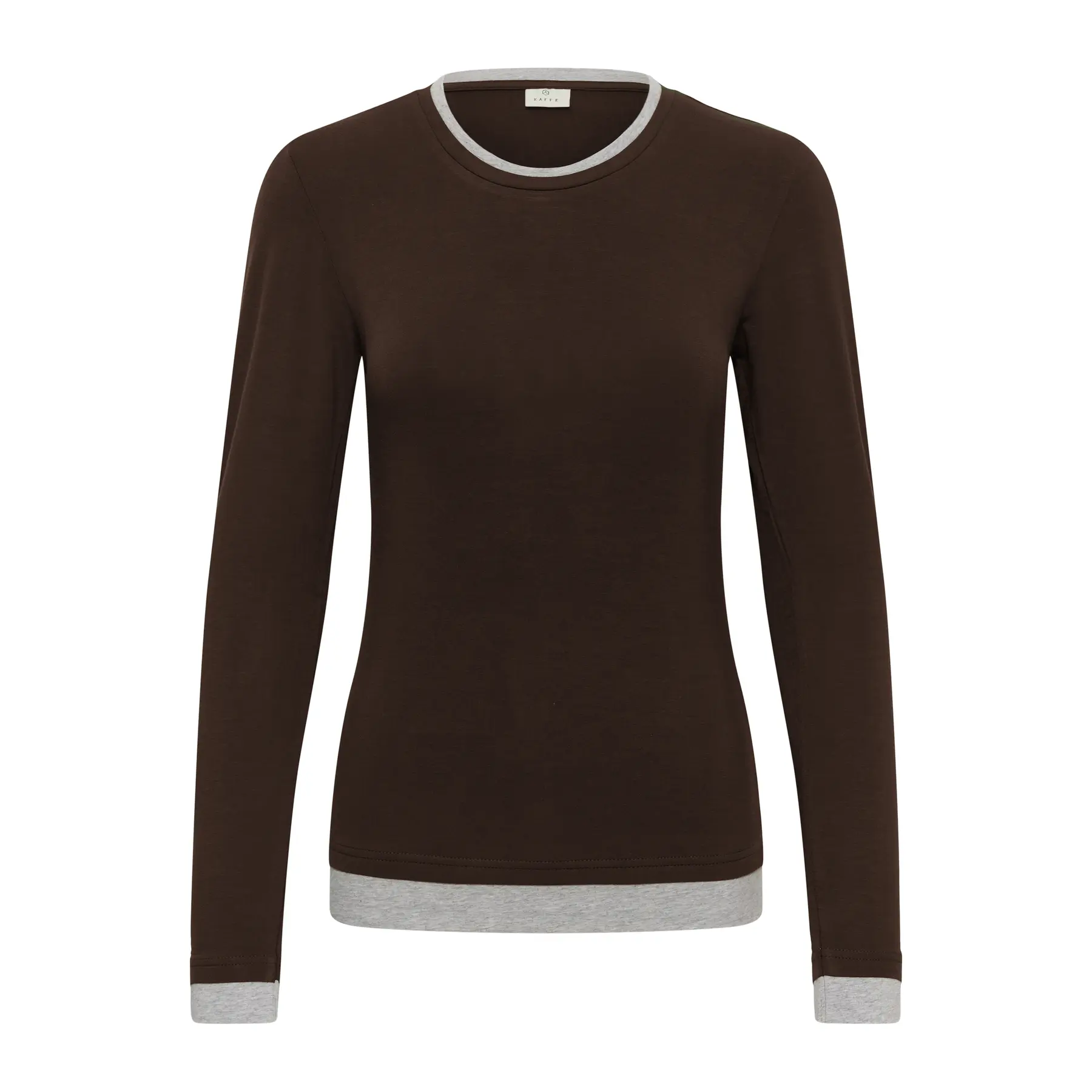 2-in-1 Langarmshirt Damen KAFFE KAanso